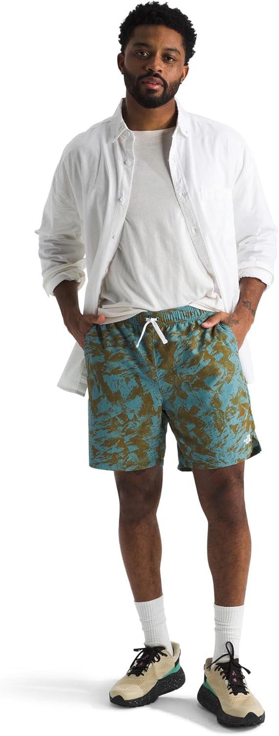 image:imageTHE NORTH FACE Mens Action Shorts 20 Lightweight ampamp Breathable Nylon Shorts With Flashdry Technology ampamp Adjustable DrawcordAlgae Blue Mountain Traverse Print