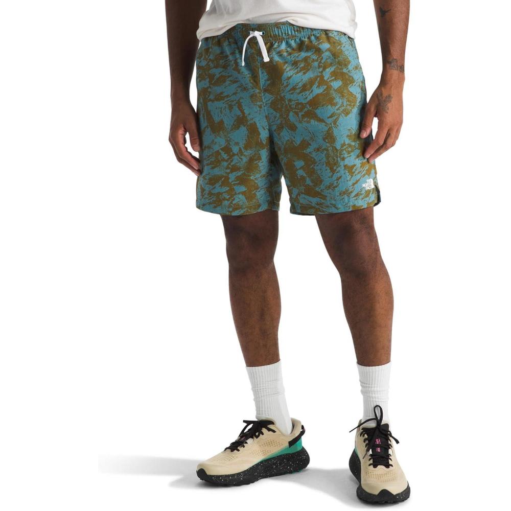 image:imageTHE NORTH FACE Mens Action Shorts 20 Lightweight ampamp Breathable Nylon Shorts With Flashdry Technology ampamp Adjustable DrawcordAlgae Blue Mountain Traverse Print