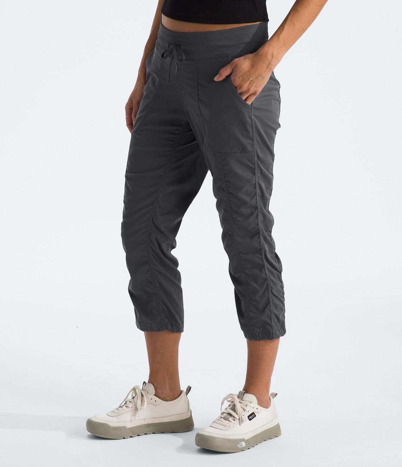 image:imageTHE NORTH FACE Womens Aphrodite 20 Capri Moisture Wicking Jogger Pants Water Repellent UPF 40 Rib Knit WaistbandAsphalt Greynpf