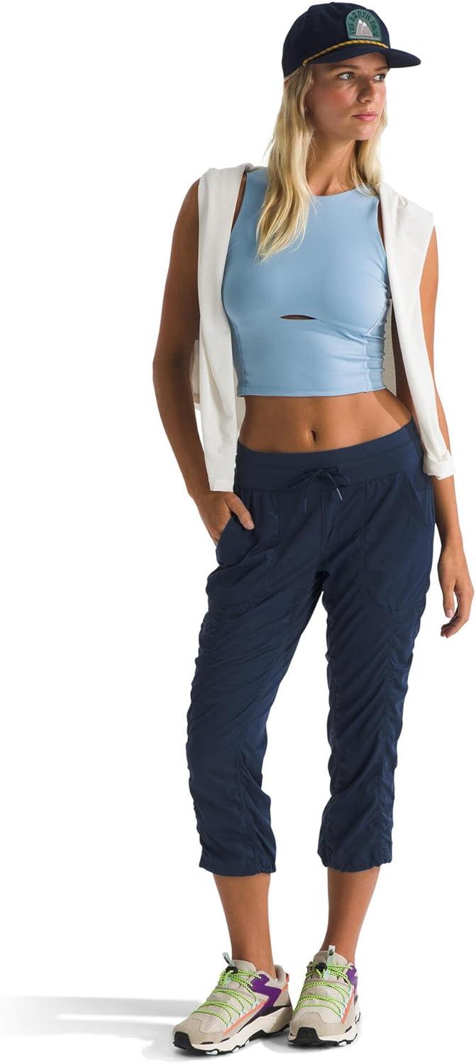 image:imageTHE NORTH FACE Womens Aphrodite 20 Capri Moisture Wicking Jogger Pants Water Repellent UPF 40 Rib Knit WaistbandSummit Navynpf
