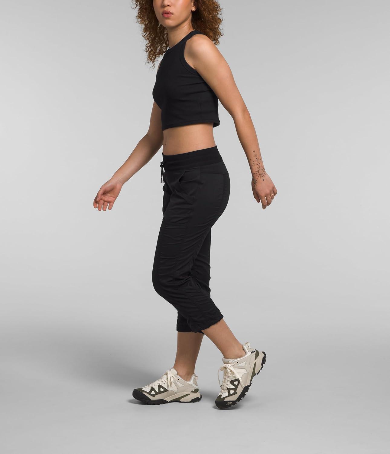 image:imageTHE NORTH FACE Womens Aphrodite 20 Capri Moisture Wicking Jogger Pants Water Repellent UPF 40 Rib Knit WaistbandTnf Black