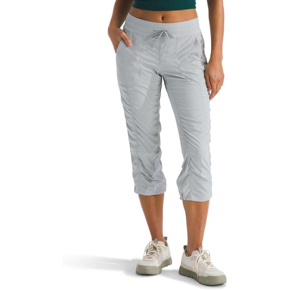 image:imageTHE NORTH FACE Womens Aphrodite 20 Capri Moisture Wicking Jogger Pants Water Repellent UPF 40 Rib Knit WaistbandHigh Rise Greynpf