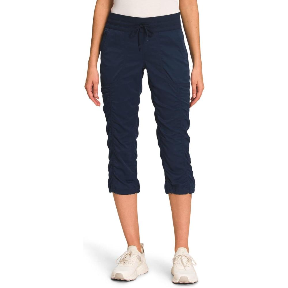 image:imageTHE NORTH FACE Womens Aphrodite 20 Capri Moisture Wicking Jogger Pants Water Repellent UPF 40 Rib Knit WaistbandSummit Navy