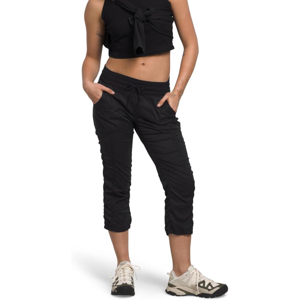 image:imageTHE NORTH FACE Womens Aphrodite 20 Capri  Moisture Wicking Jogger Pants Water Repellent UPF 40 Rib Knit WaistbandTnf Black