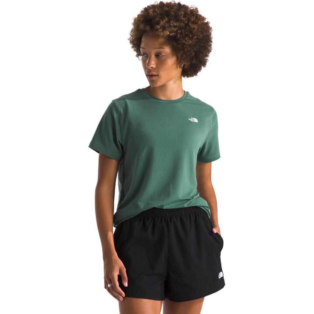 image:imageThe North Face Womens Adventure Tee ShortSleeve Crewneck with Moisture Wicking Fabric Setin SleevesDuck Green