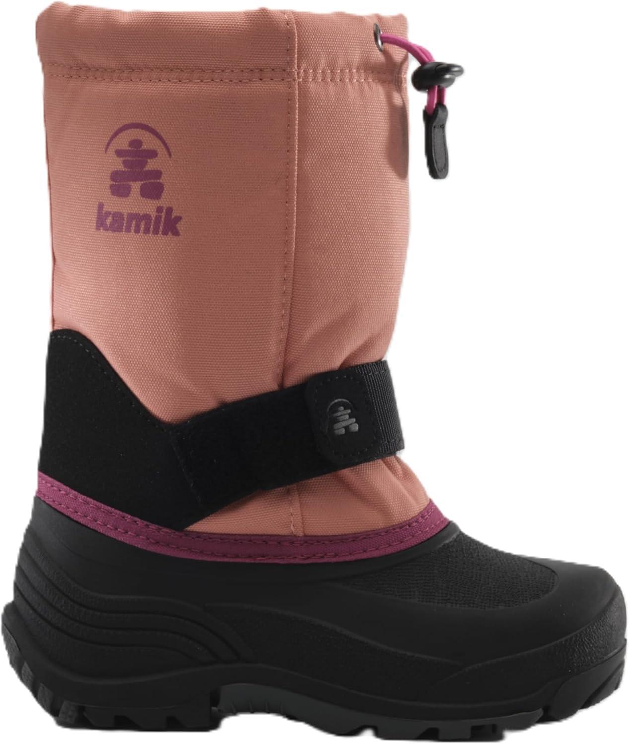 image:imageKamik Rocket Insulated Snow Boots Waterproof Upper for Kids Snow Boots Adjustable Collar ampamp Lace LockPinkPeach