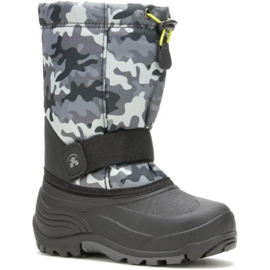 image:imageKamik Rocket Insulated Snow Boots Waterproof Upper for Kids Snow Boots Adjustable Collar ampamp Lace LockBlackCharcoal