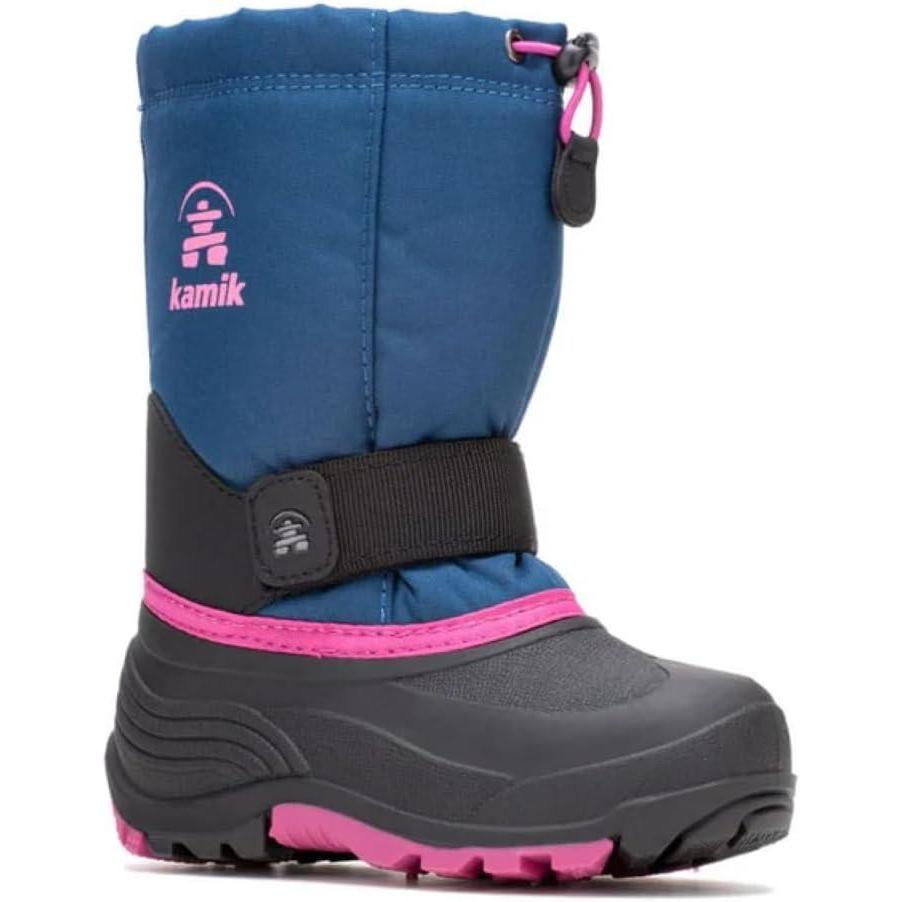 image:imageKamik Rocket Insulated Snow Boots Waterproof Upper for Kids Snow Boots Adjustable Collar ampamp Lace LockLight Navy
