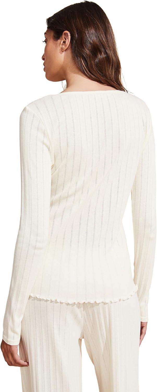 image:imageEberjey Womens Pointelle VNeck HenleyIvory