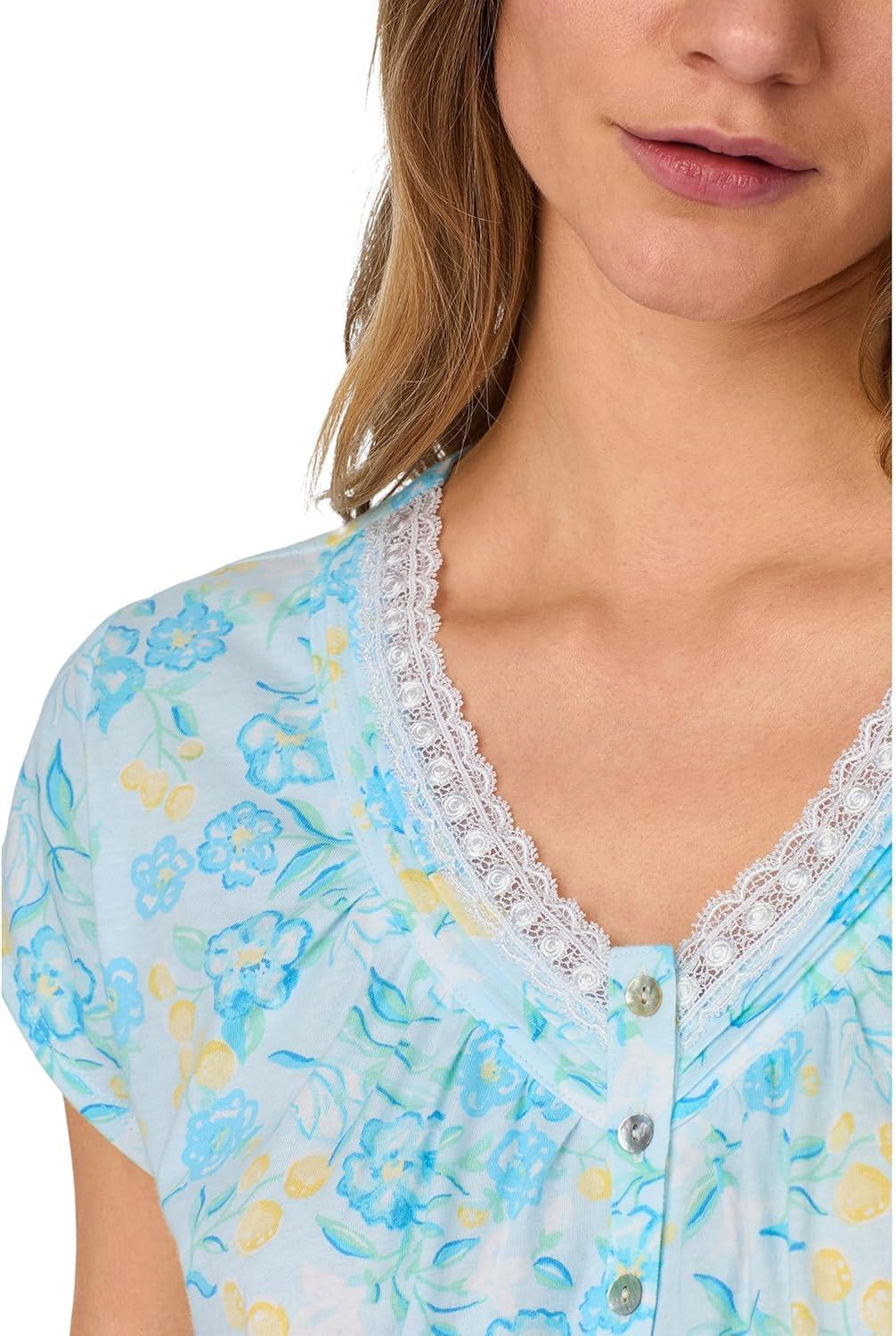 image:imageEileen West Womens Short Sleeveless SleepshirtAqua Ground Floral