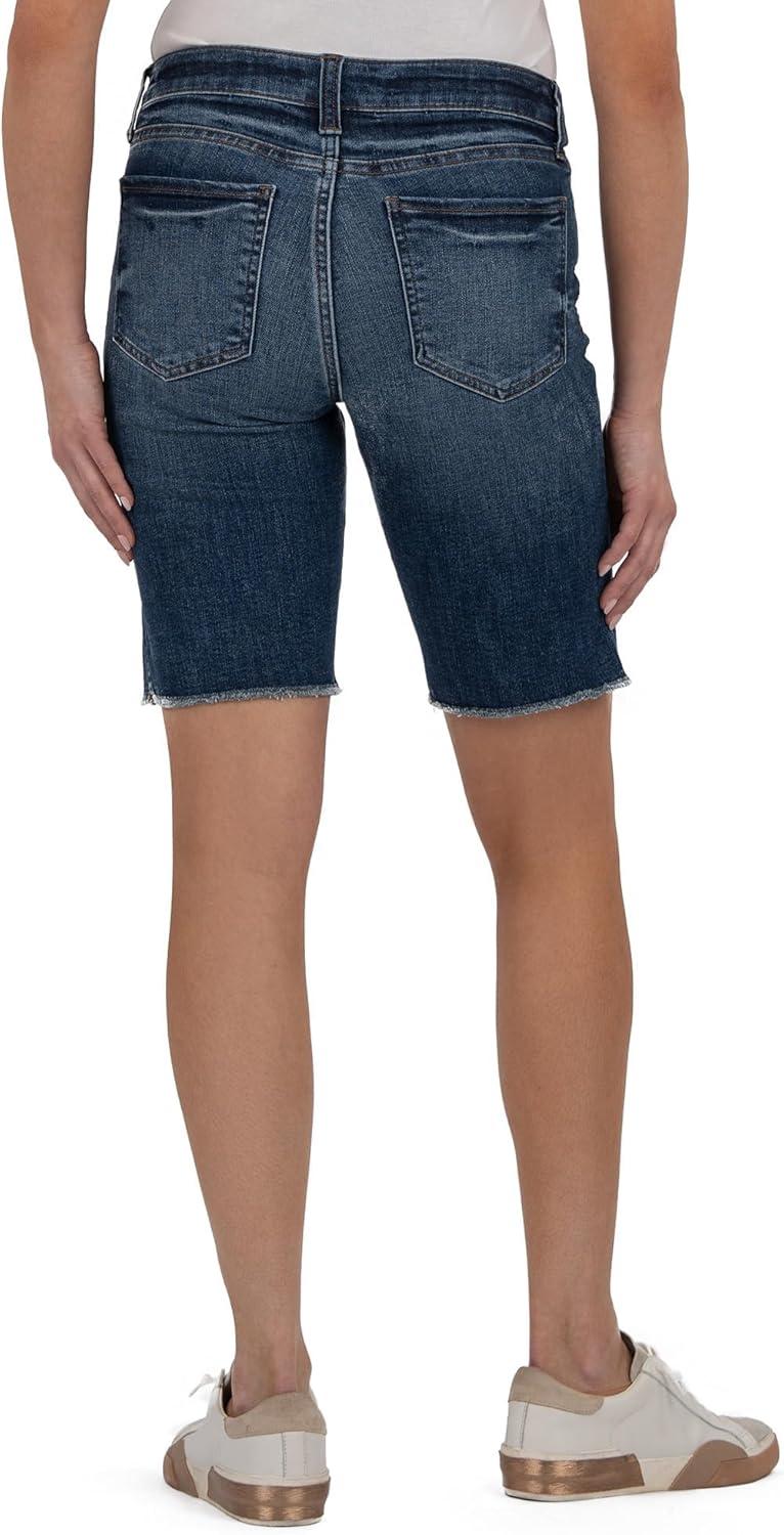 image:imageKUT from The Kloth Womens Natalie Bermuda Regular Back PocketsHumility With Dark Base Wash