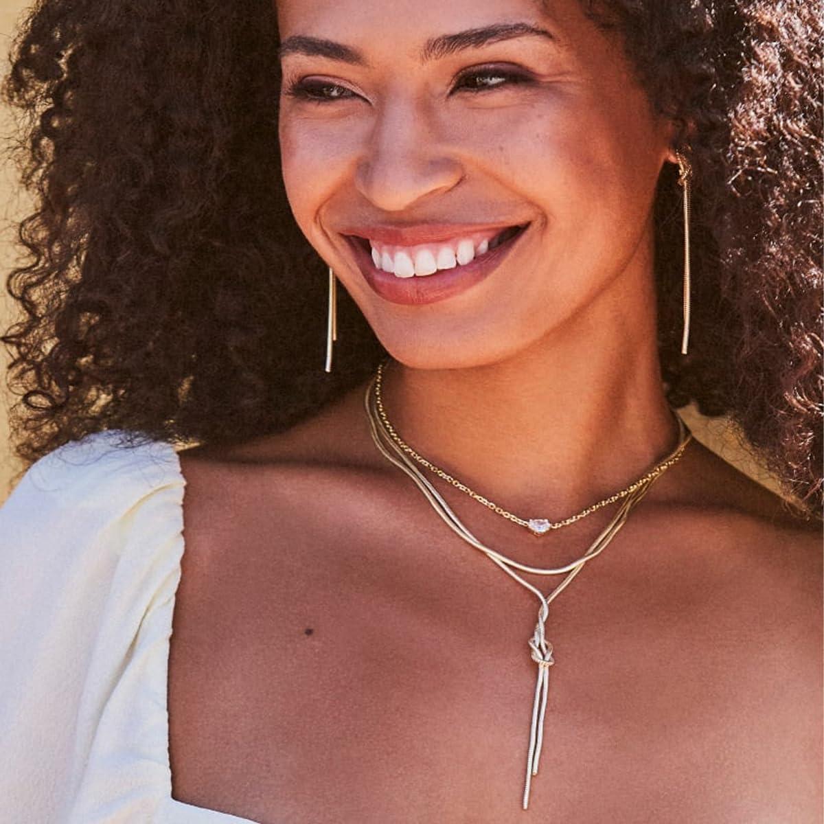 image:imageKendra Scott Cailin Pendant Necklace Fashion Jewelry for WomenGOLD METAL WHITE CUBIC ZIRCONIA