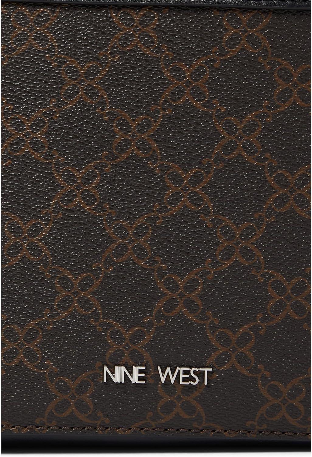 image:imageNine West womens Ellis Double Zip CrossbodyBrown LogoBlack