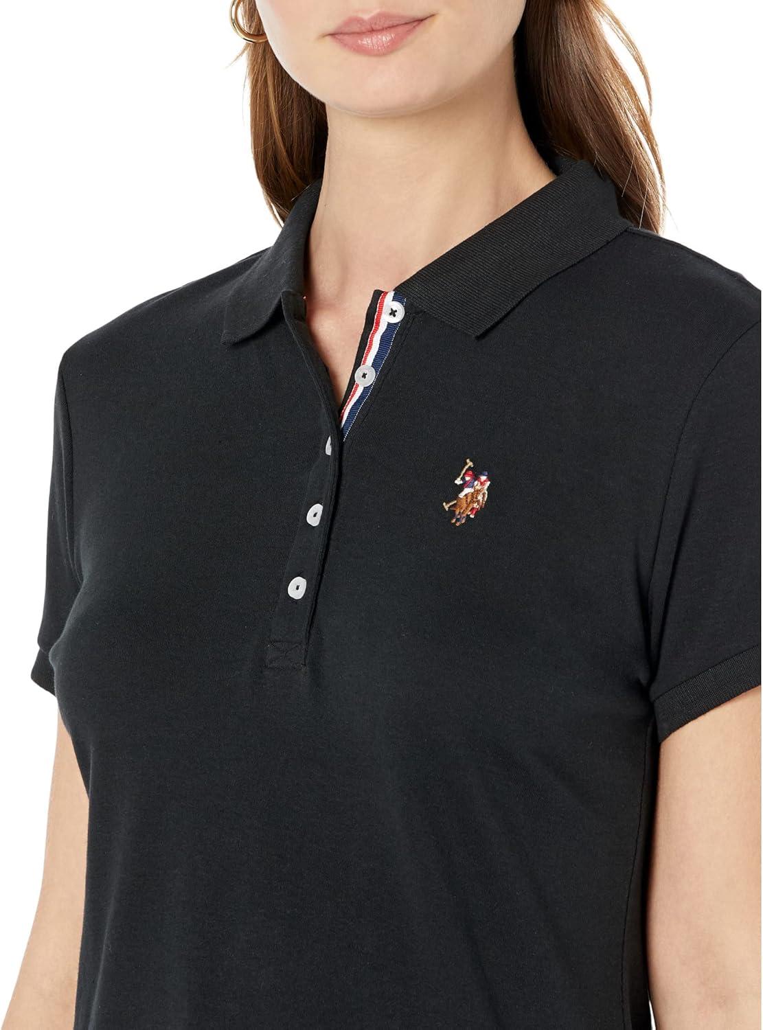 image:imageUS Polo Assn Womens Solid Small Pony Interlock Polo ShirtBlack