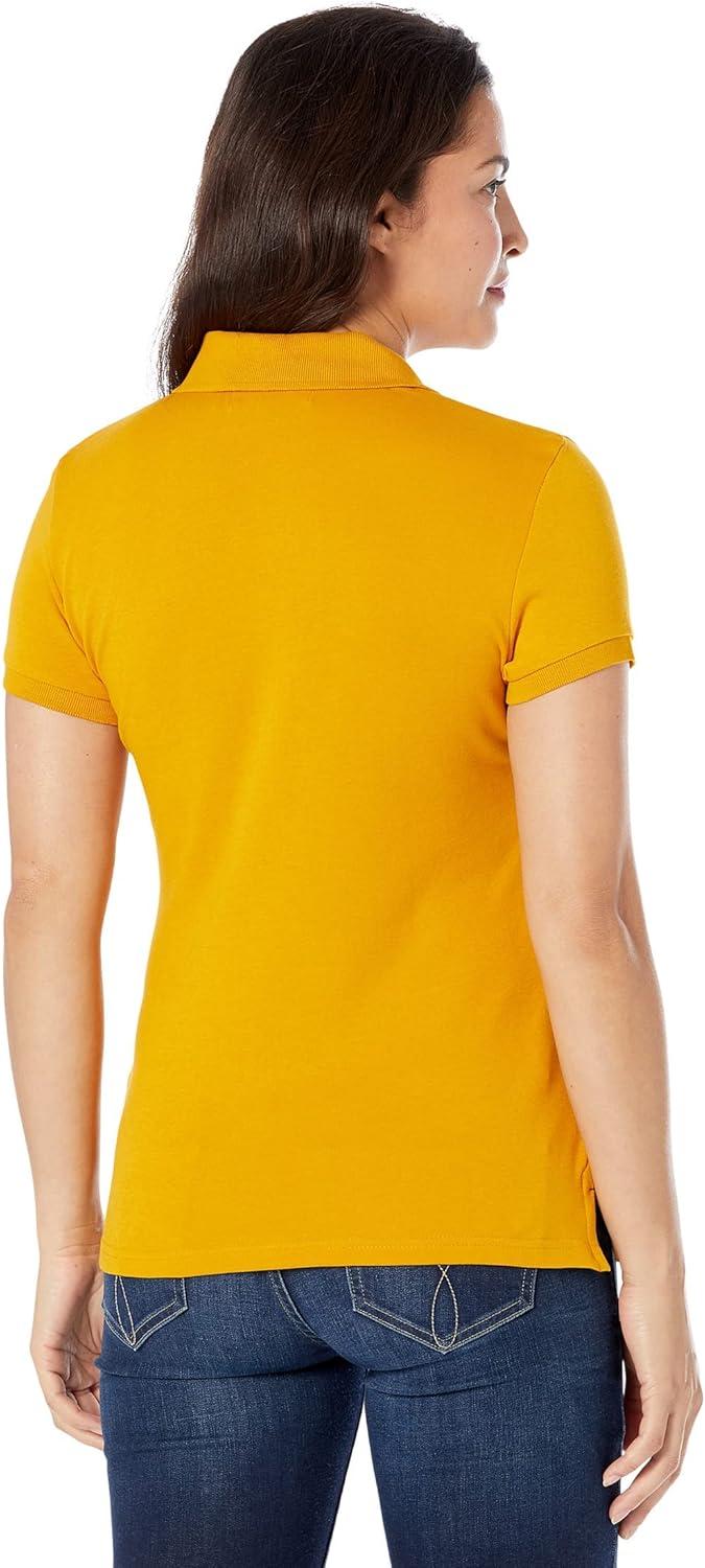 image:imageUS Polo Assn Womens Solid Small Pony Interlock Polo ShirtDutchess Gold