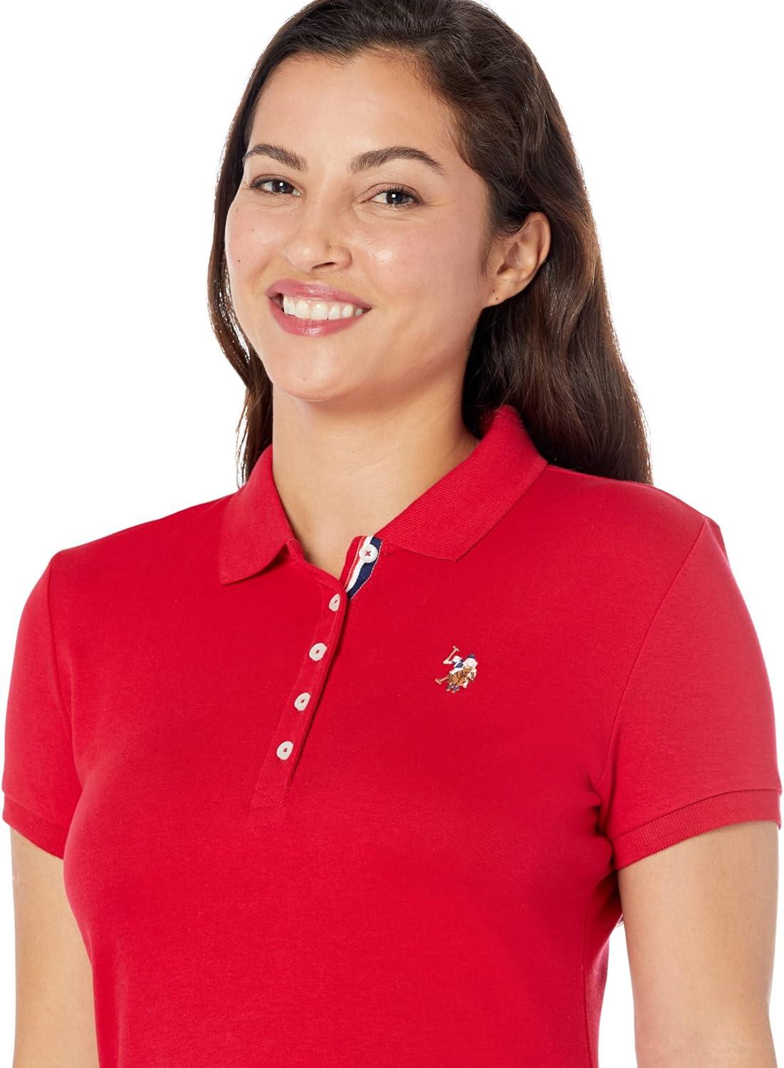 image:imageUS Polo Assn Womens Solid Small Pony Interlock Polo ShirtEngine Red