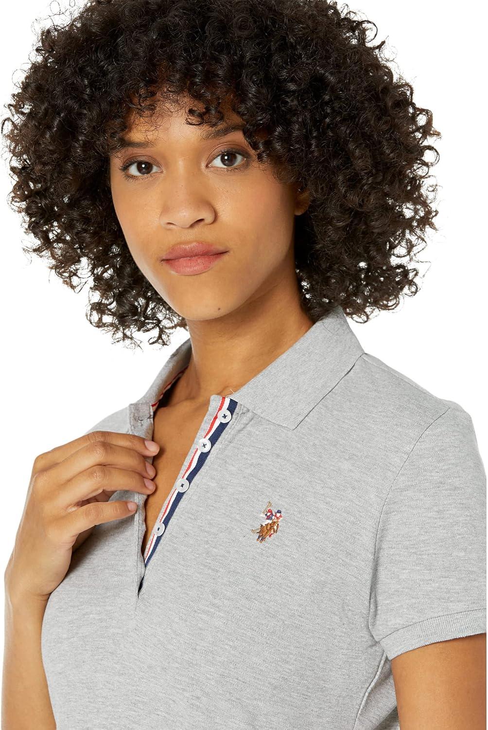 image:imageUS Polo Assn Womens Solid Small Pony Interlock Polo ShirtLight Gray Heather