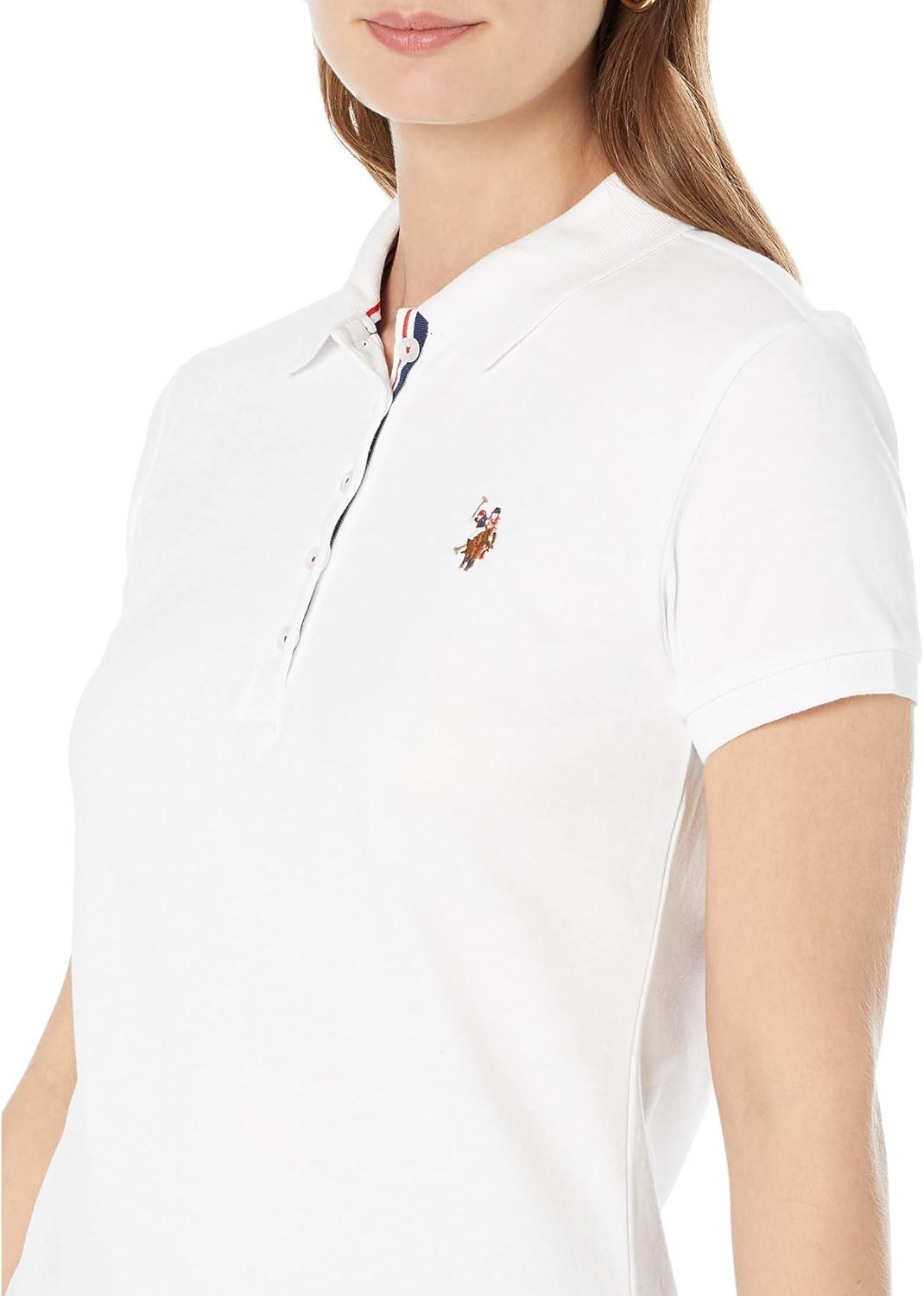 image:imageUS Polo Assn Womens Solid Small Pony Interlock Polo ShirtWhite