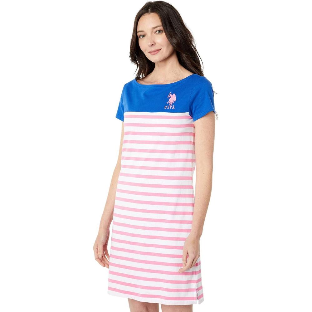 image:imageCOLORBLOCK STRIPE BOAT NECK DRESSBlue Raft