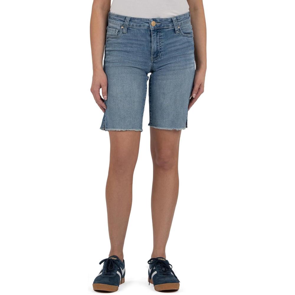 image:imageKUT from The Kloth Womens Natalie Bermuda Regular Back PocketsFerocious With Medium Base Wash