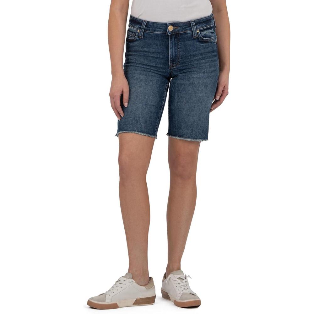 image:imageKUT from The Kloth Womens Natalie Bermuda Regular Back PocketsHumility With Dark Base Wash