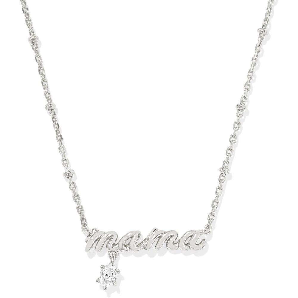 image:imageKendra Scott Mama Crystal Short Pendant Necklace White Cubic Zirconia Fashion Jewelry for WomenRHODIUM METAL