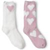 Barefoot Dreams Women’s CozyChic Heart Print Socks Set(Pink Peonie/Pearl)