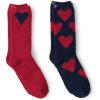 Barefoot Dreams Women’s CozyChic Heart Print Socks Set(Marine-scarlet)
