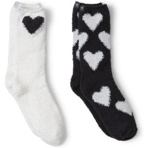 Barefoot Dreams Women’s CozyChic Heart Print Socks Set(Carbon-pearl)