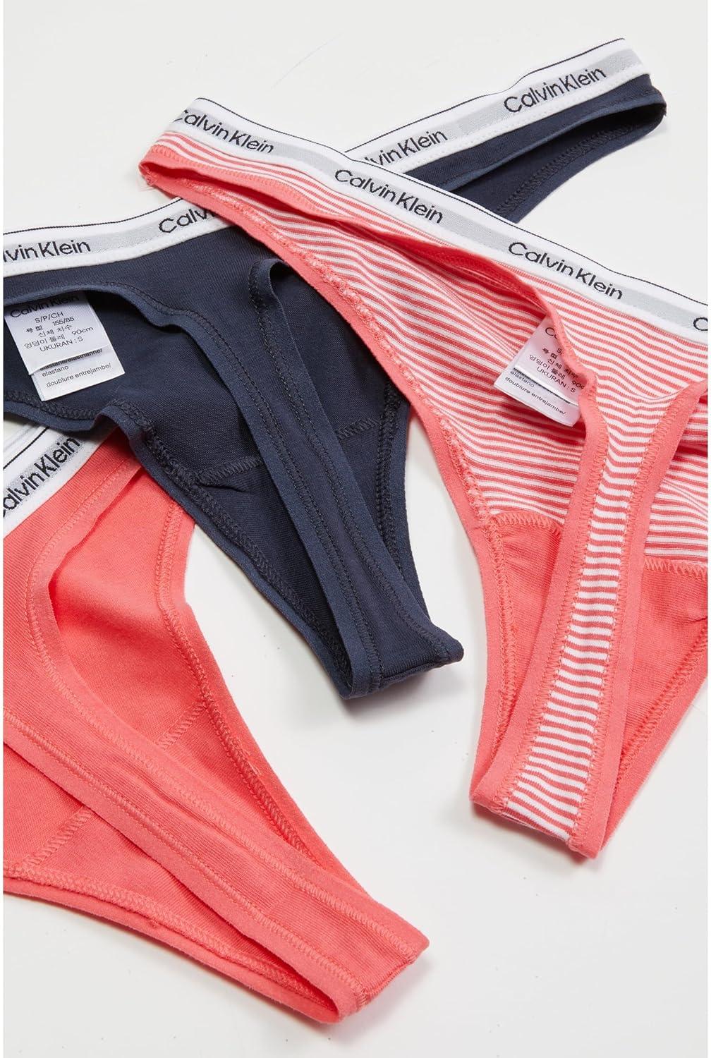 image:imageCalvin Klein womens Modern Logo Thong 3packSpeakeasy Calypso Coral Sophie Stripecalypso Coral