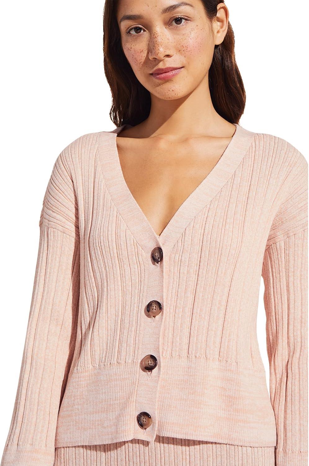 image:imageEberjey Womens Organic Cotton Sweater Rib CardiPeach Parfait