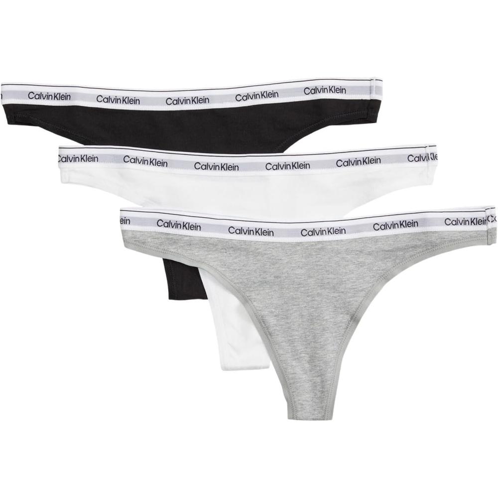 image:imageCalvin Klein womens Modern Logo Thong 3packBlackWhiteGrey Heather