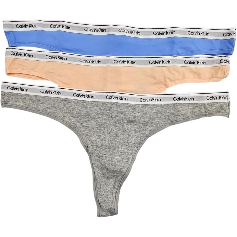 image:imageCalvin Klein womens Modern Logo Thong 3packGlacierMelon FrenzyGrey Heather