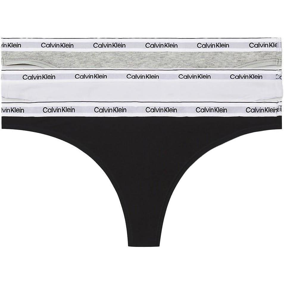 image:imageCalvin Klein womens Modern Logo Thong 3packMulticolor BlackWhiteGrey Heather