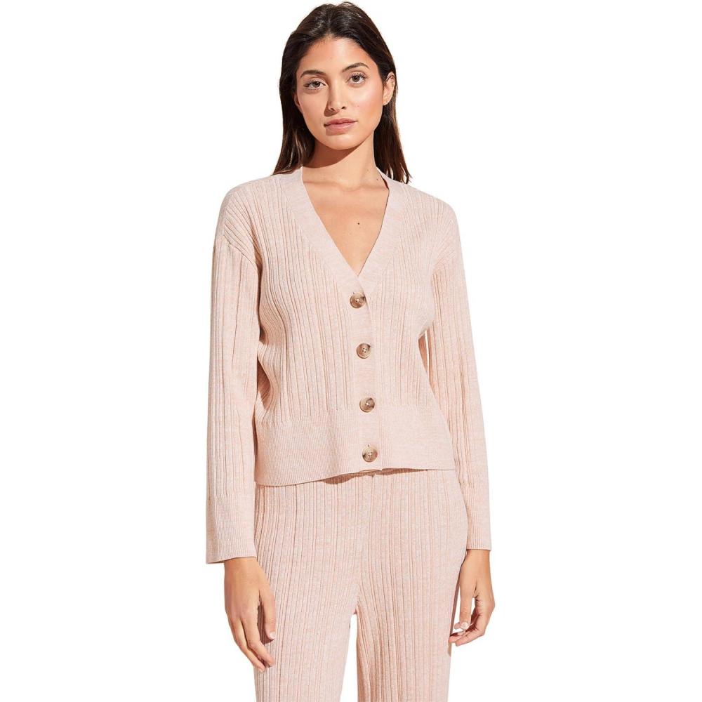 image:imageEberjey Womens Organic Cotton Sweater Rib CardiPeach Parfait