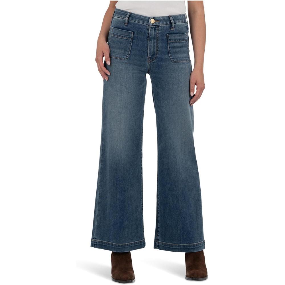 image:imageKUT from the Kloth Womens Meg HighRise Wide Leg with Patch Pockets Reg Hem in LoyaltyLoyalty