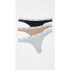 Calvin Klein womens Modern Logo Thong 3-pack(Black/Grey Heather/Cafe Fun)
