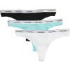Calvin Klein womens Modern Logo Thong 3-pack(Black/Beau Blue/White)