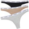 Calvin Klein womens Modern Logo Thong 3-pack(Black/Grey Heather/Cafe Fun)