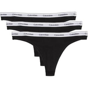 Calvin Klein womens Modern Logo Thong 3-pack(Black/Black/Black)