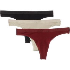 Calvin Klein womens Modern Logo Thong 3-pack(Black/Cocoon/Syrah)