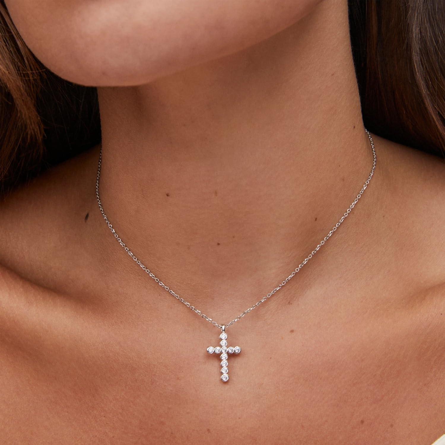 image:imageKendra Scott Cross Crystal Pendant Necklace Fashion Jewelry for WomenRHODIUM WHITE CRYSTAL
