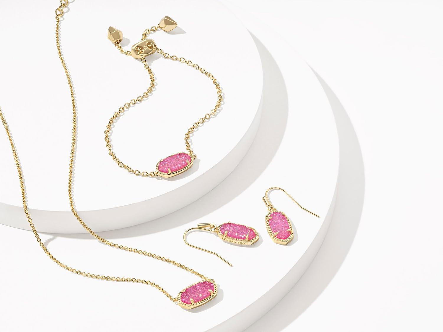image:imageKendra Scott Elaina Adjustable Chain Bracelet for Women Fashion Jewelry GoldPlatedGOLD HOT PINK DRUSY