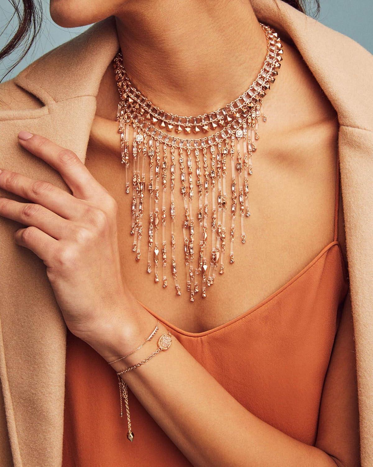 image:imageKendra Scott Elaina Adjustable Chain Bracelet for Women Fashion Jewelry GoldPlatedGOLD LONDON BLUE CLEAR GLASS