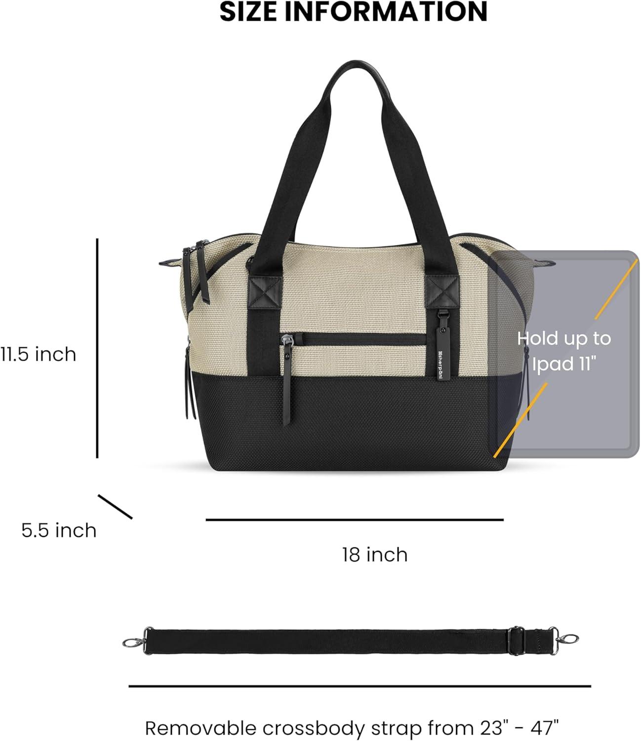 image:imageSherpani Eclipse Anti Theft Tote Bag Travel Crossbody Bag Teacher Tote 12L Shoulder Purse Handbags for WomenStraw
