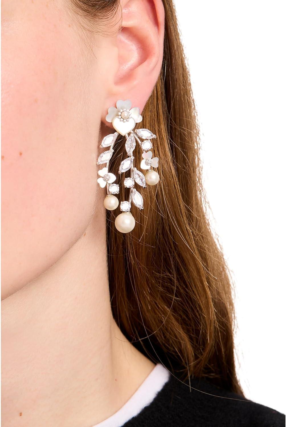 image:imagekate spade new york Precious Pansy Cluster EarringsCreamSilver Chandelier