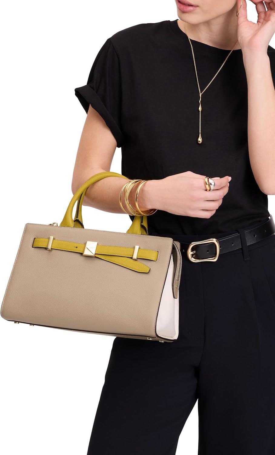 image:imagekate spade new york womens Deco Pebbled Leather Medium SatchelColorblocked Tigers Eye Multi