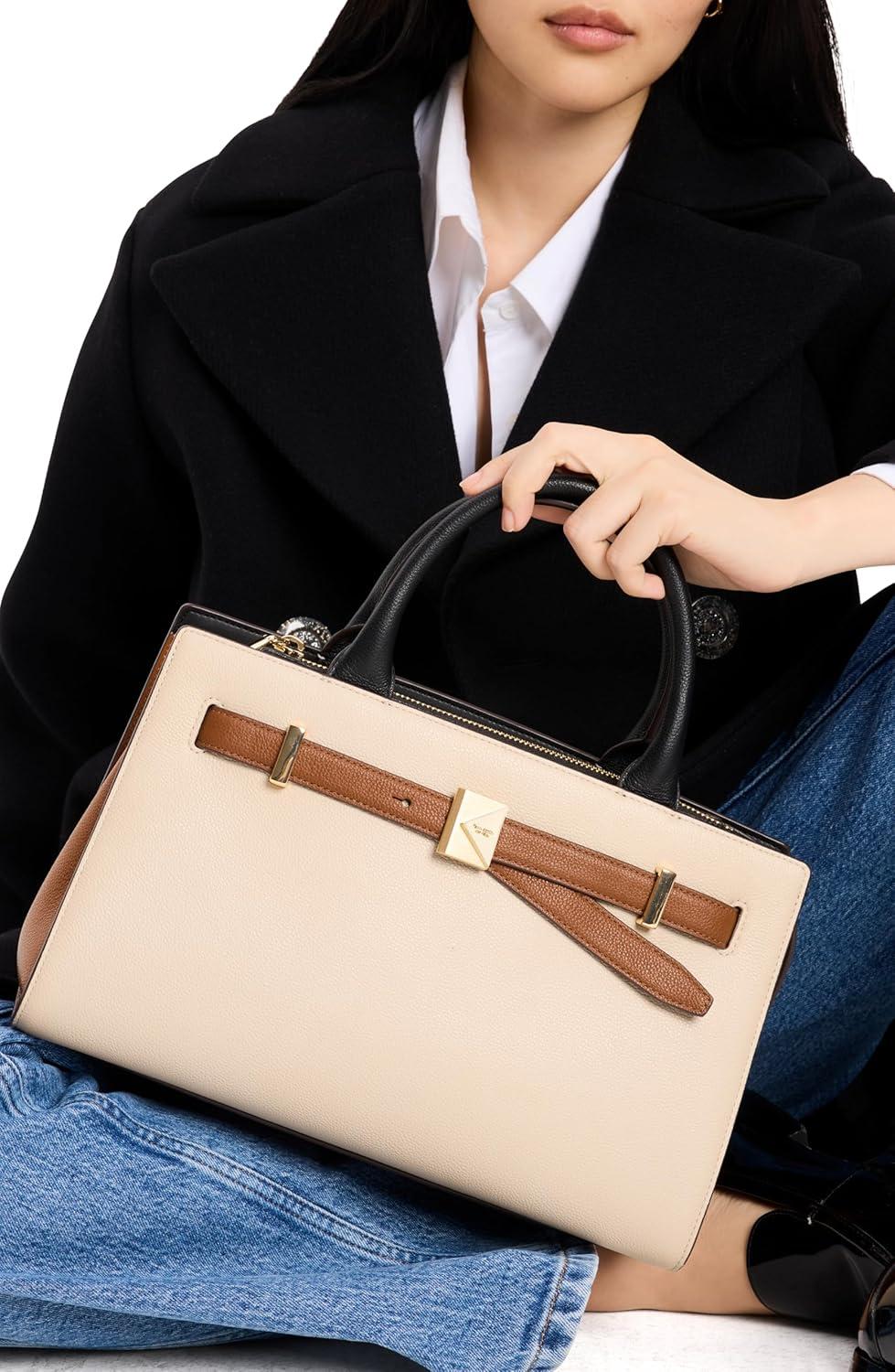 image:imagekate spade new york womens Deco Pebbled Leather Medium SatchelMilk Glass Multi