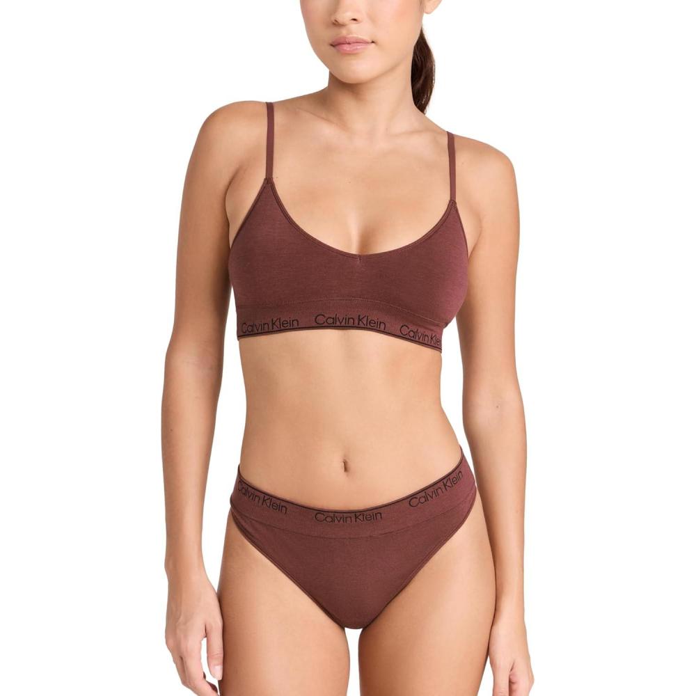 image:imageCalvin Klein underwear Womens Modern Cotton Naturals Lightly Lined Triangle Bra Rum Raisin Red XS