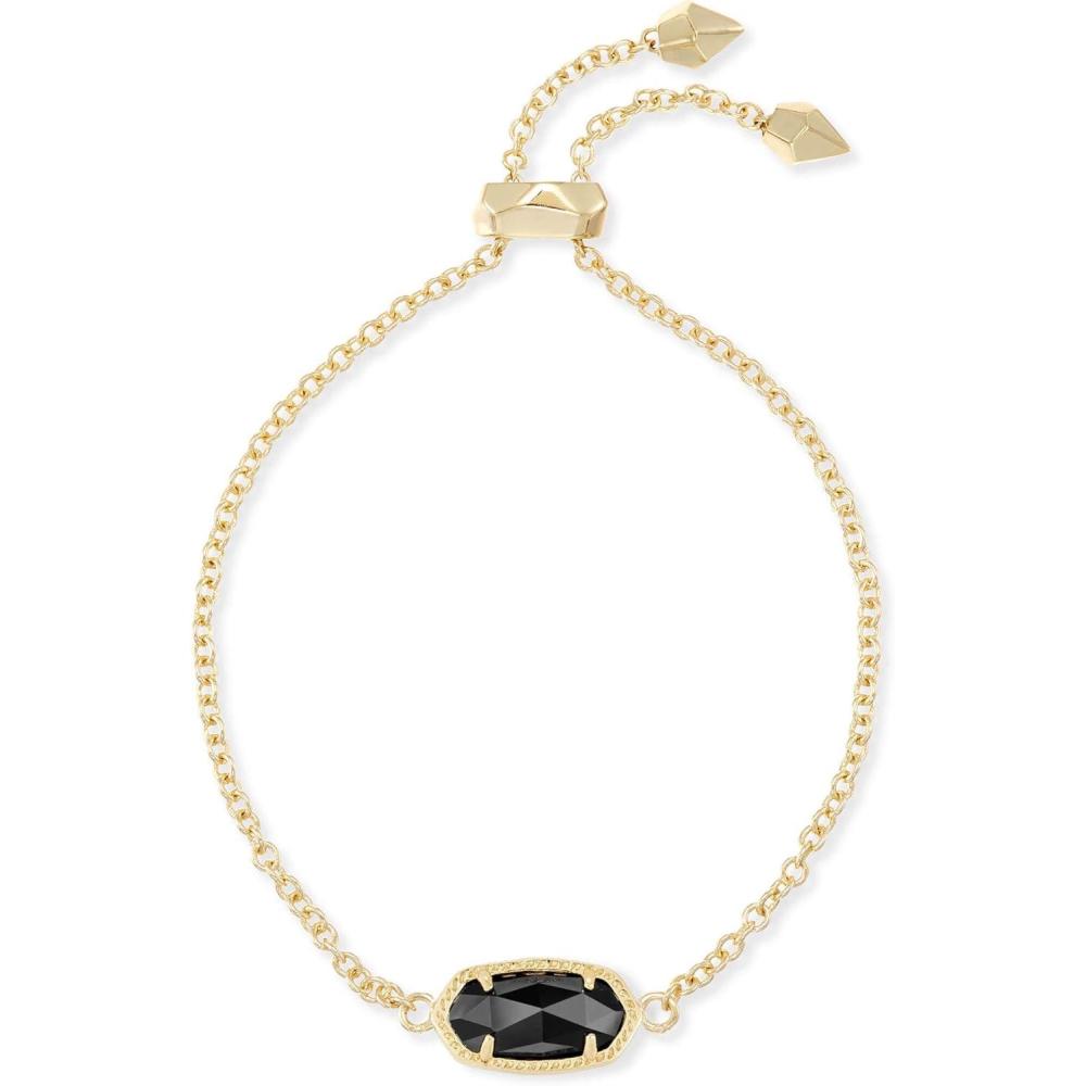 image:imageKendra Scott Elaina Adjustable Chain Bracelet for Women Fashion Jewelry GoldPlatedGOLD BLACK OPAQUE GLASS